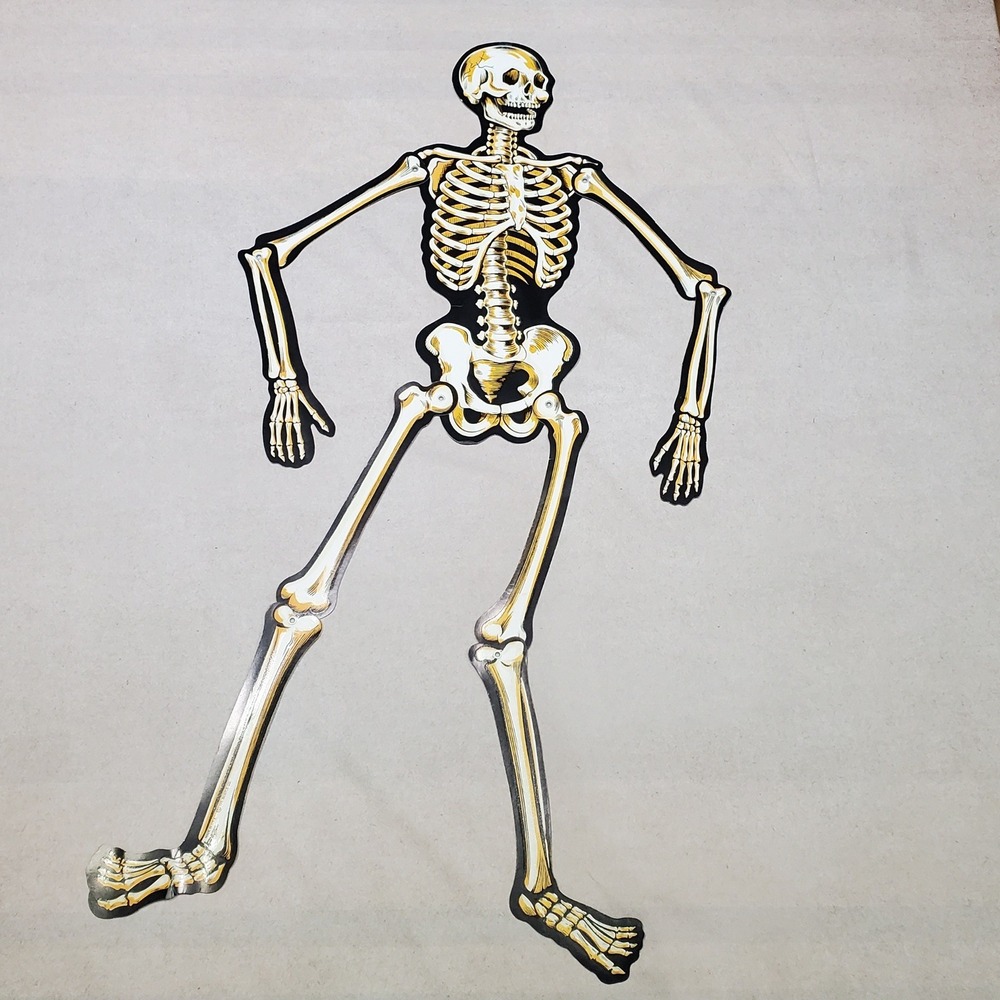 VINTAGE Beistle Halloween Jointed Skeleton‎ | Large 33 in Die Cut Wall Decor USA